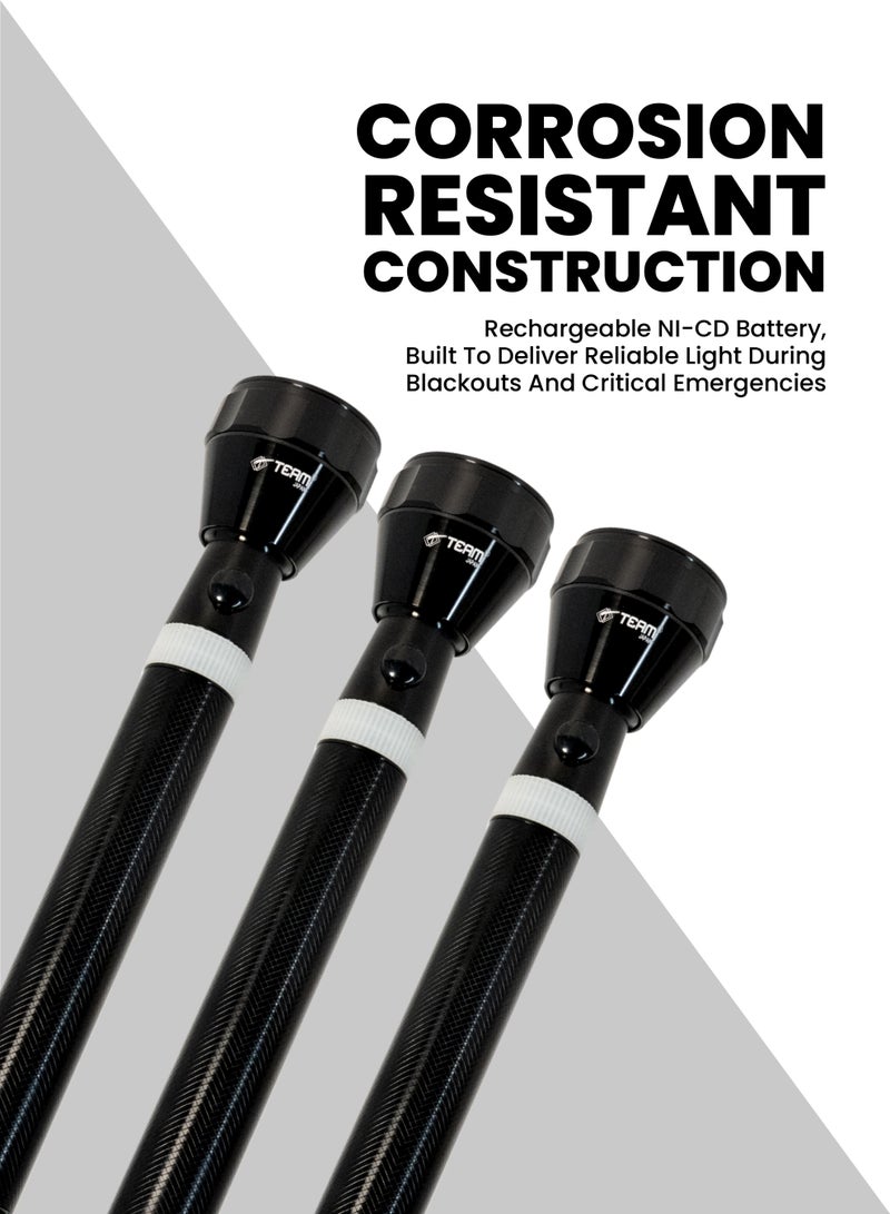 Team Rechargeable LED Flashlight – Super Bright CREE LED Torch, 1500m Long Range, Water & Shock Resistant, Corrosion‑Proof Body, NI‑CD Battery, Heavy‑Duty Outdoor Emergency Searchlight - Image 3